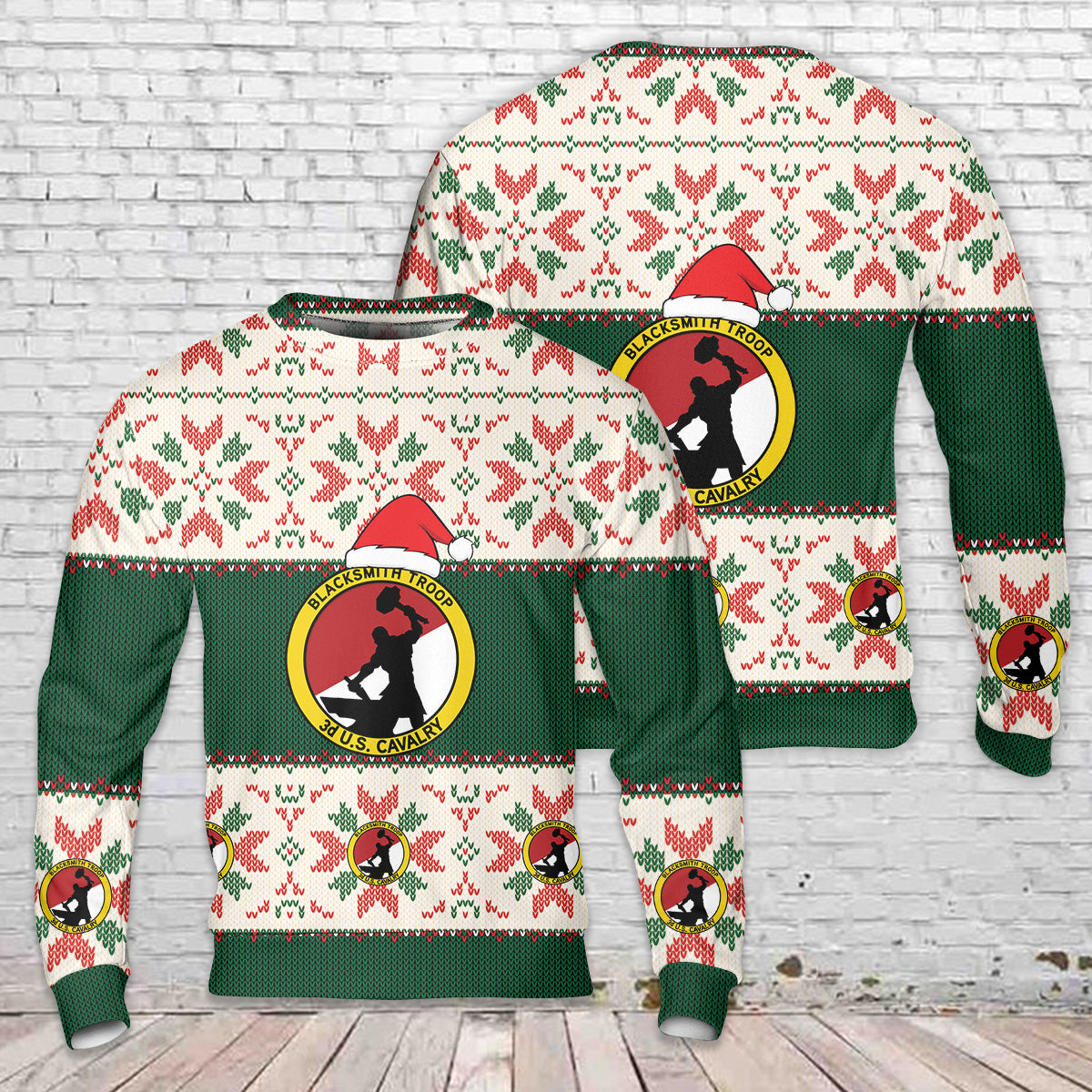 US Army Blacksmiths - 3CR, RSS, Maintenance Troop Christmas AOP Sweater