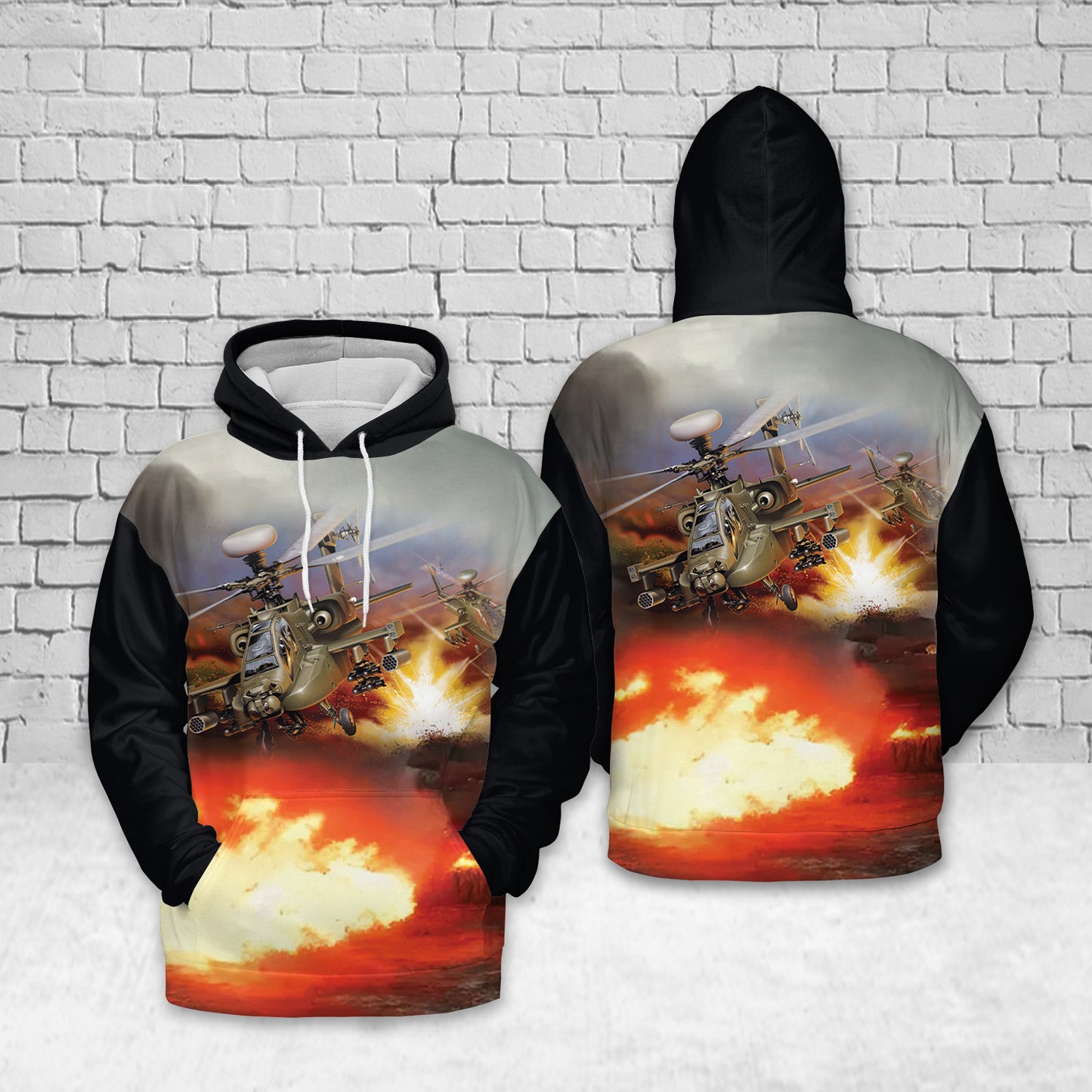 US Army Boeing AH-64 Apache 3D Hoodie