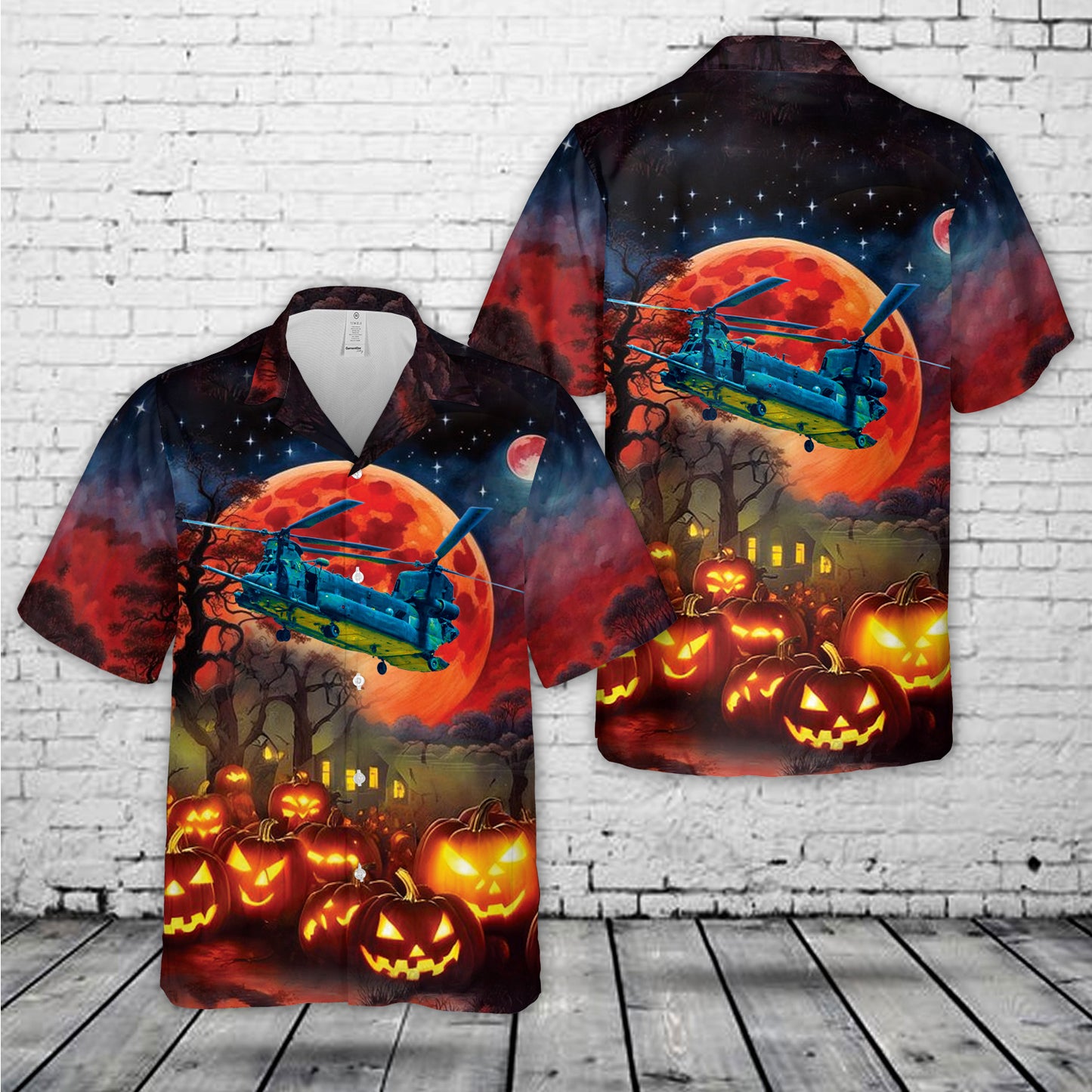 US Army Boeing CH-47 Chinook Halloween Hawaiian Shirt
