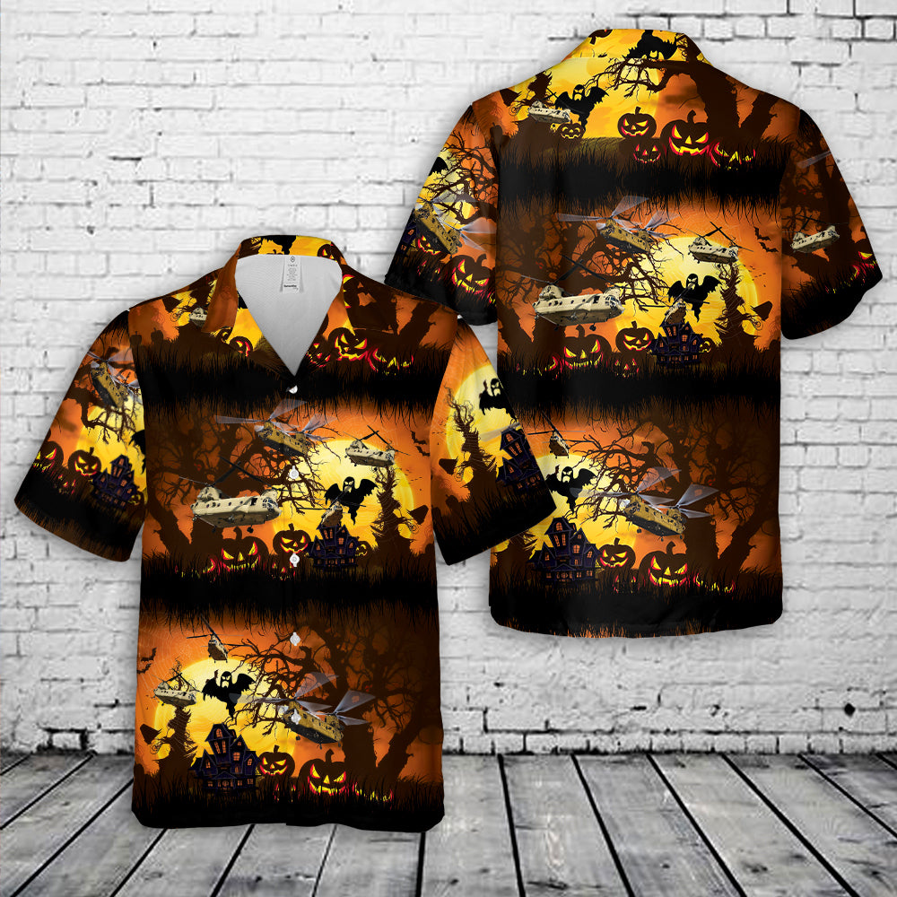 US Army Boeing CH-47 Chinook Halloween Hawaiian Shirt