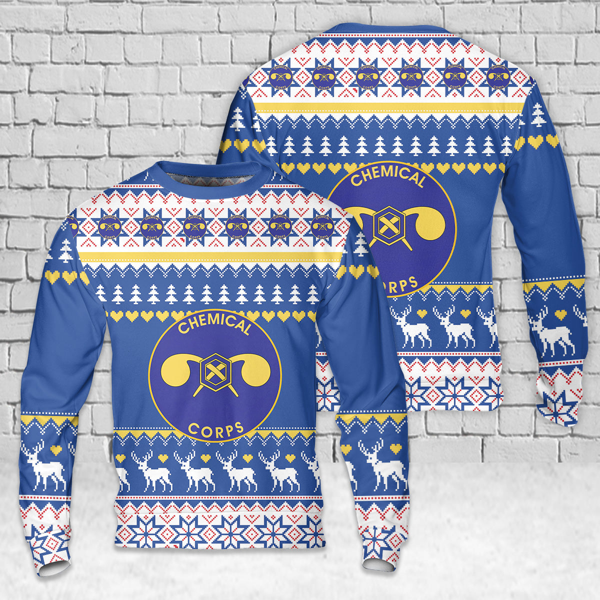 US Army Chemical Corps Branch Christmas AOP Sweater