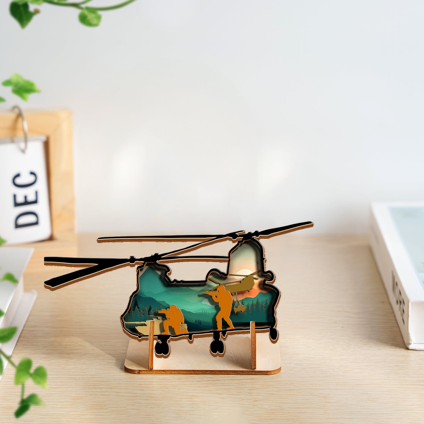 US Army Chinook Helicopter Custom Shape 4-layer Wood Sign