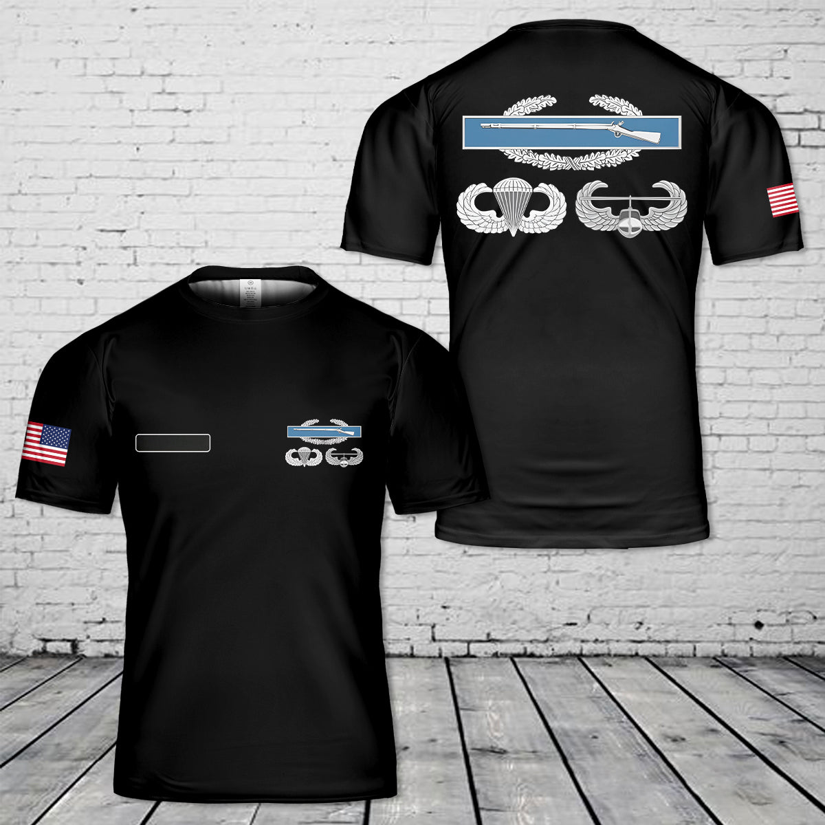 Custom Name US Army Combat Infantry Badge CIB Airborne Air Assault T-Shirt 3D