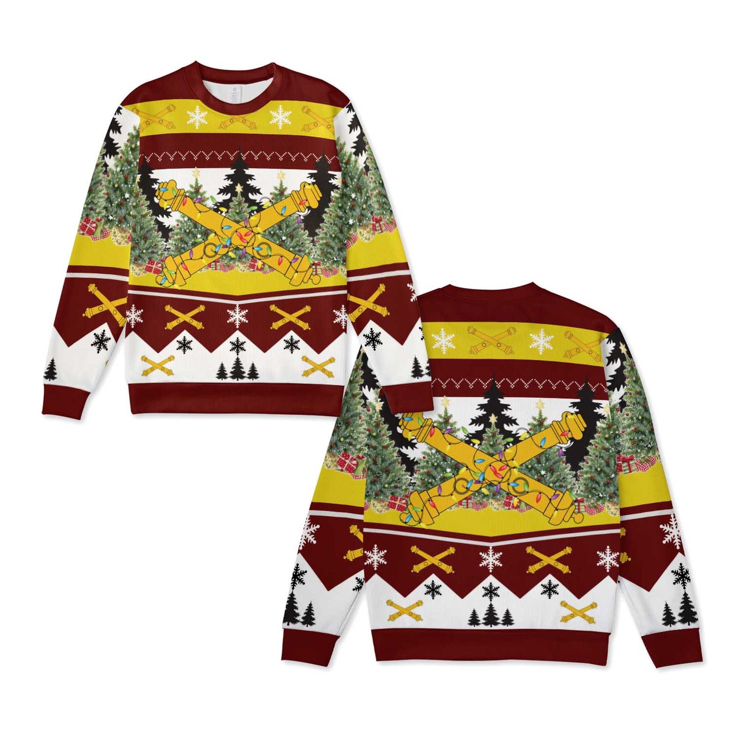 US Army Field Artillery Branch Insignia Christmas Knitted Sweater