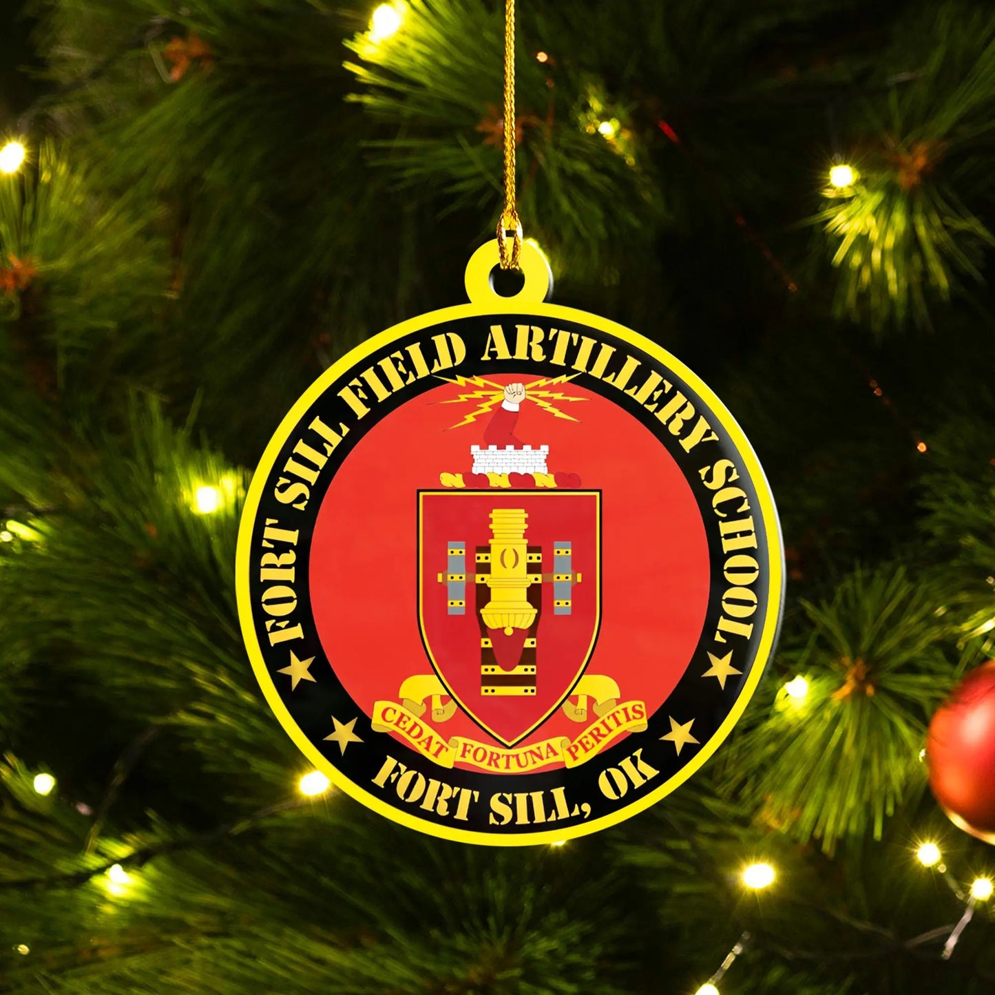 US Army Fort Sill Field Artillery School, COA Fort Sill, OK Ceramic Ornament