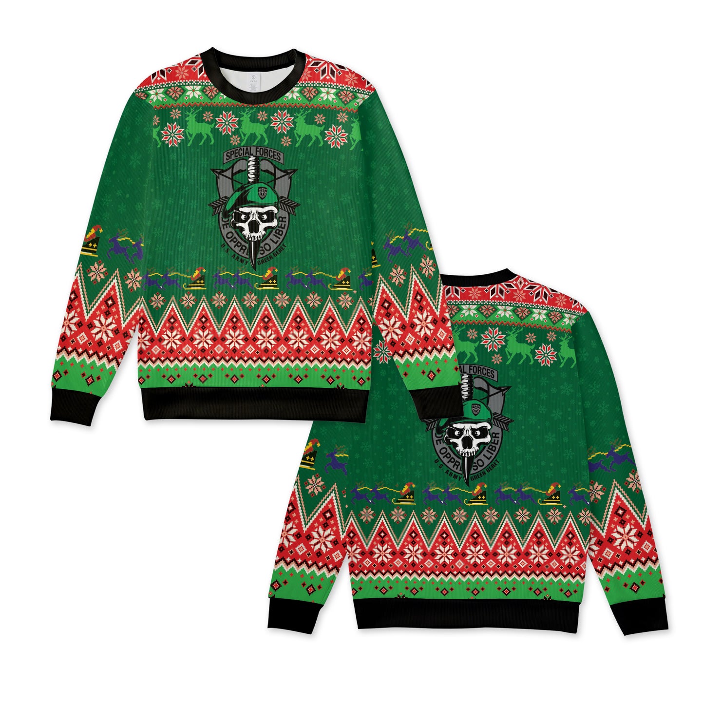 US Army Green Beret Special Forces Christmas AOP Knitted Sweater