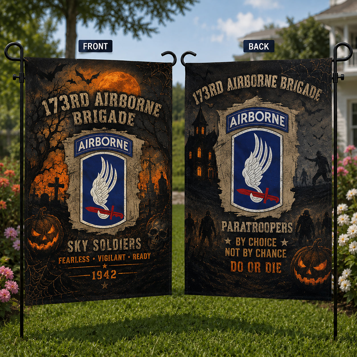 US Army Halloween 173rd Airborne Brigade Double Sided Garden Flag