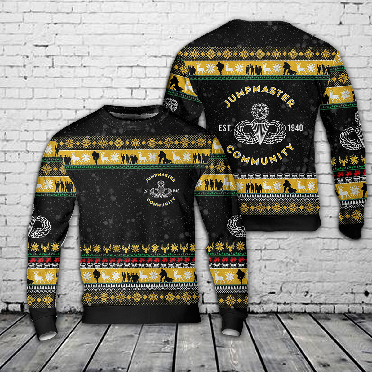 US Army Jumpmaster Community Christmas AOP Sweater
