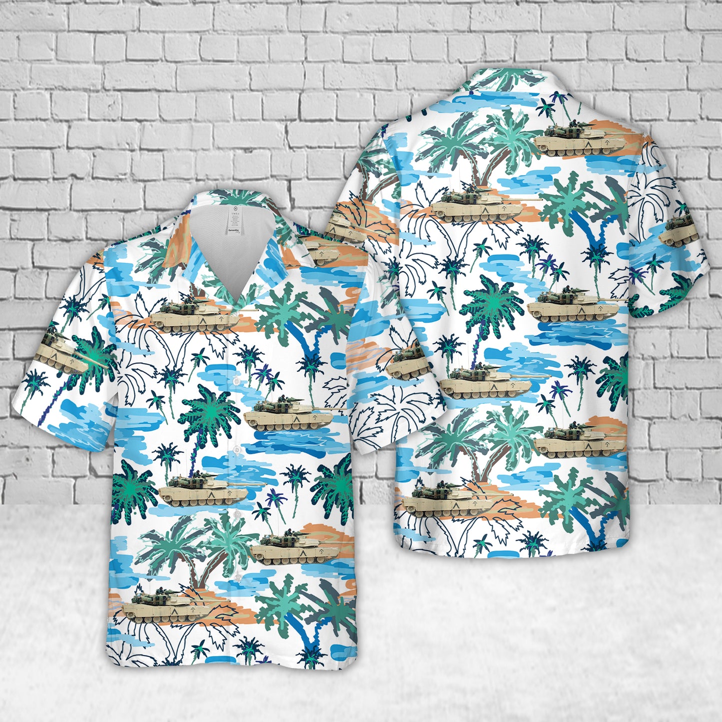 US Army M-1A1 Abrams main battle tank of the 3rd Brigade, 1st Armored Division, 7th Corps during Operation Desert Storm Hawaiian Shirt