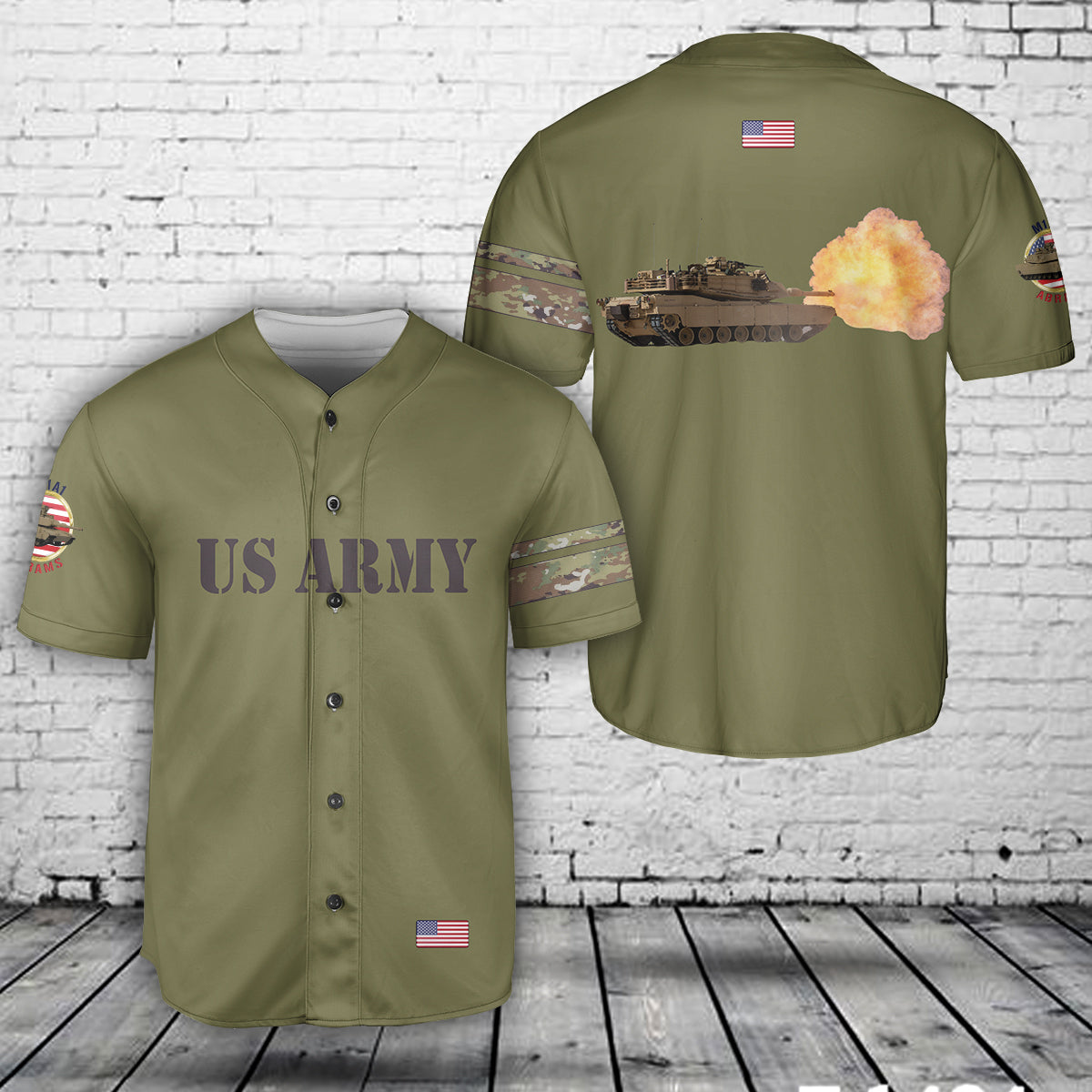 US Army M1A1 Abrams Main Battle Tank Baseball Jersey