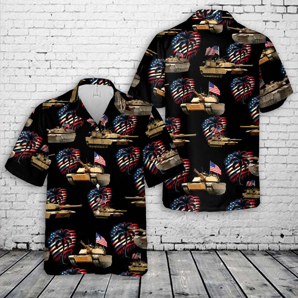 US Army M1A1 Abrams Tank 4th of July Hawaiian Shirt