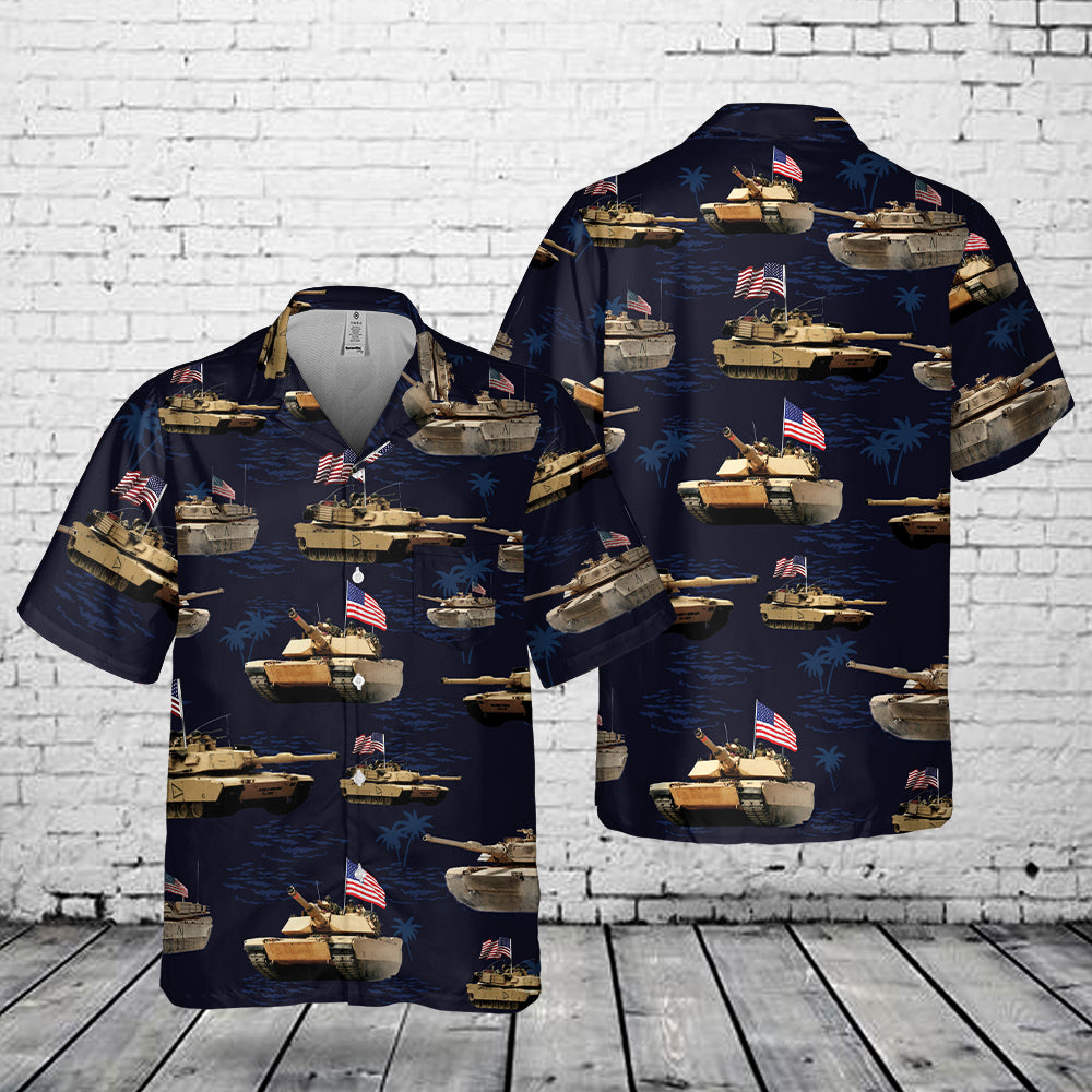 US Army M1A1 Abrams Tank July 4th Pocket Hawaiian Shirt