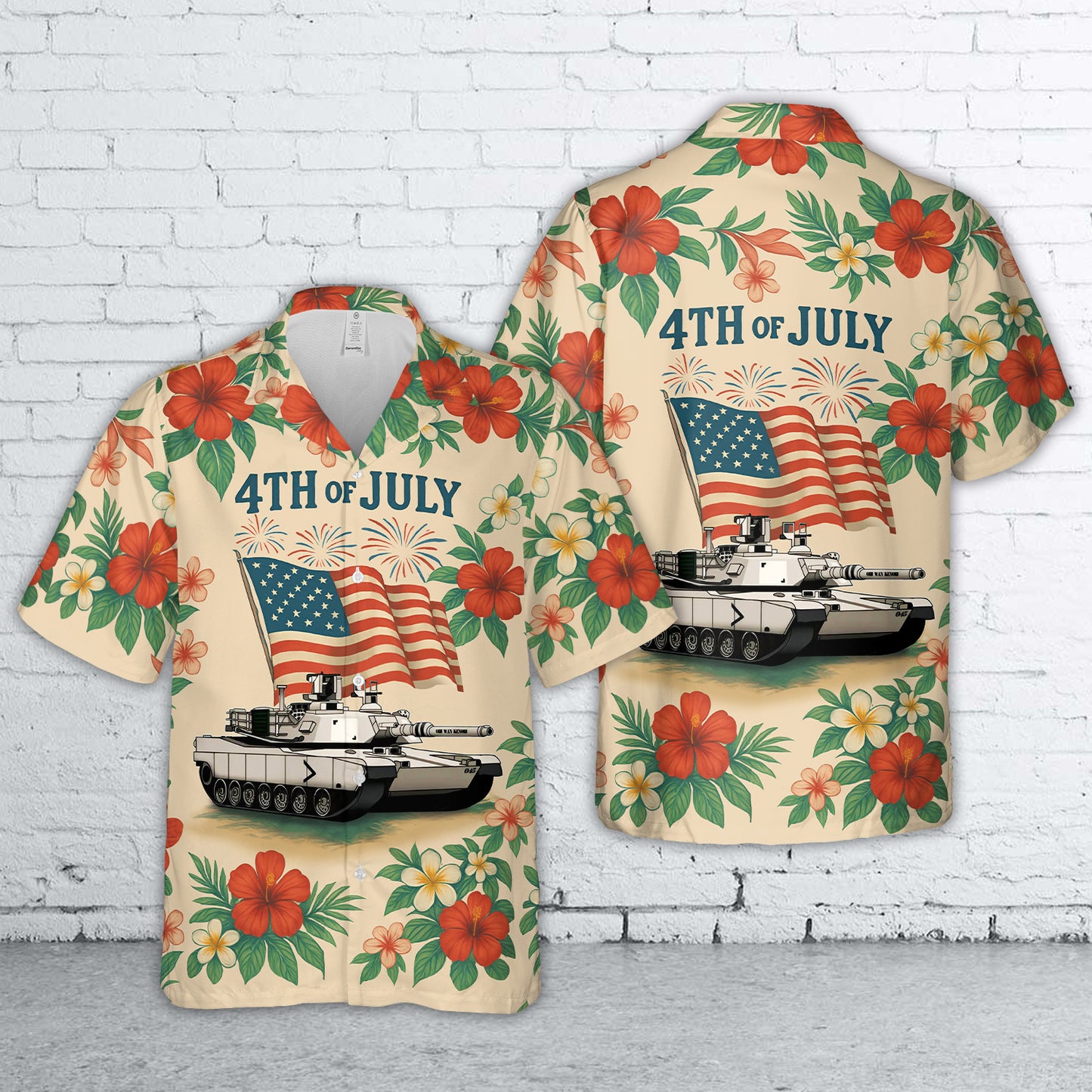 US Army M1A2 SEPV3 Abrams , 4th Of July Hawaiian Shirt