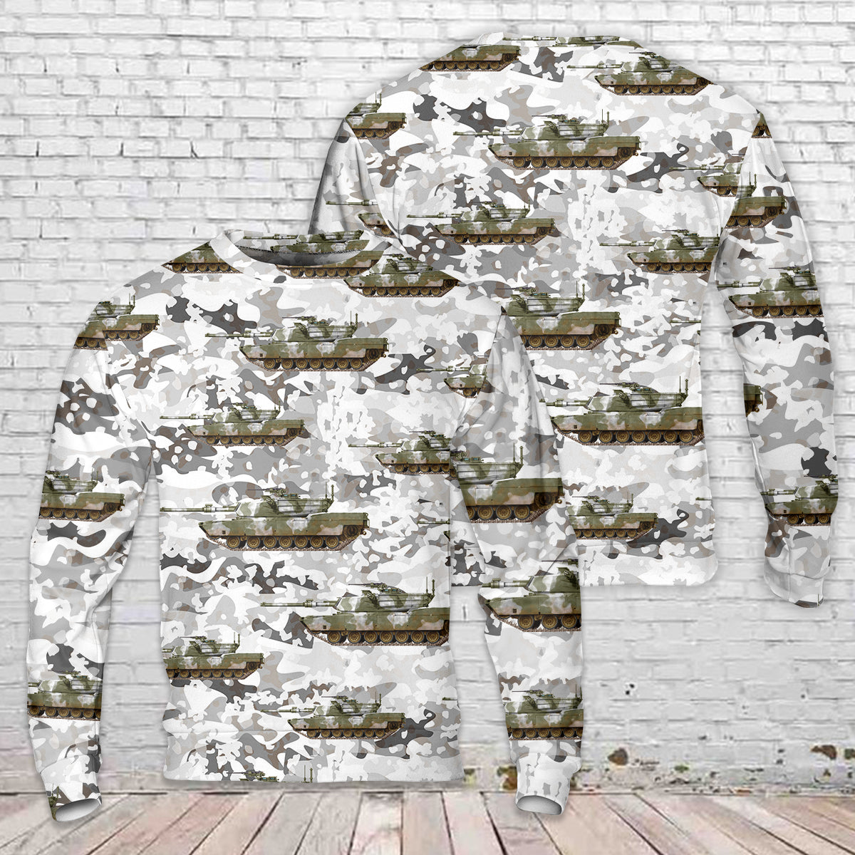 US Army M1 Abrams Tank winter camo Christmas Sweater