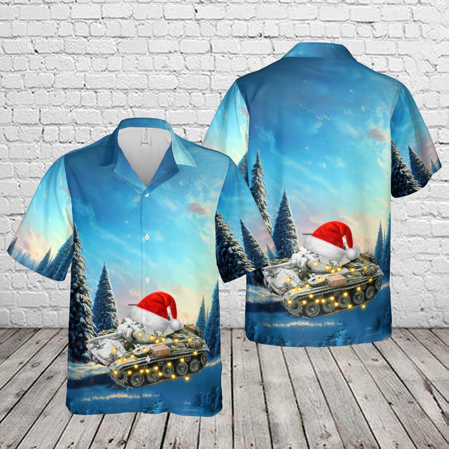 US Army M24 Chaffee Tank Winter Camo Hawaiian Shirt
