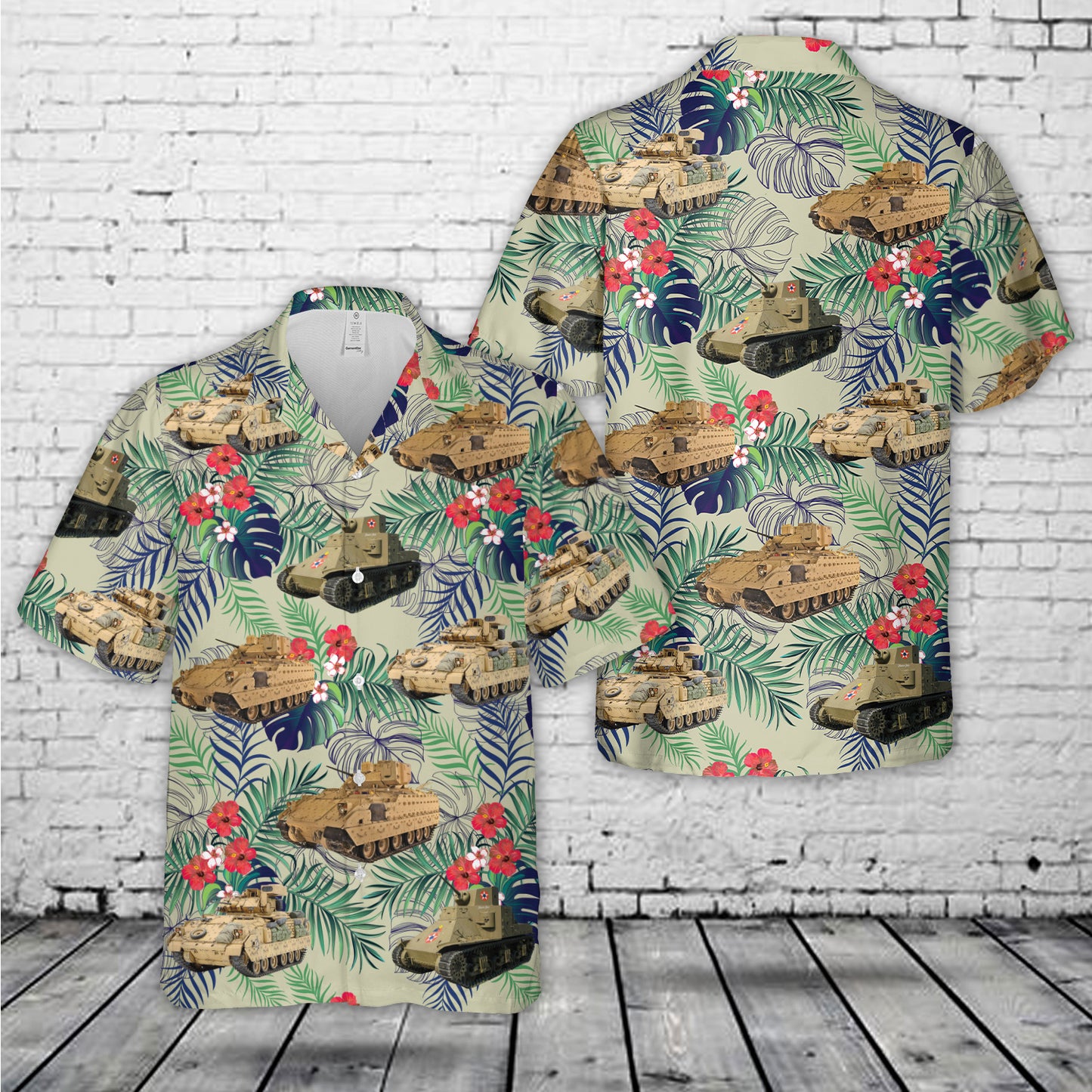 US Army M2A1, M2A2, and M2A3 Bradley fighting vehicles Hawaiian Shirt