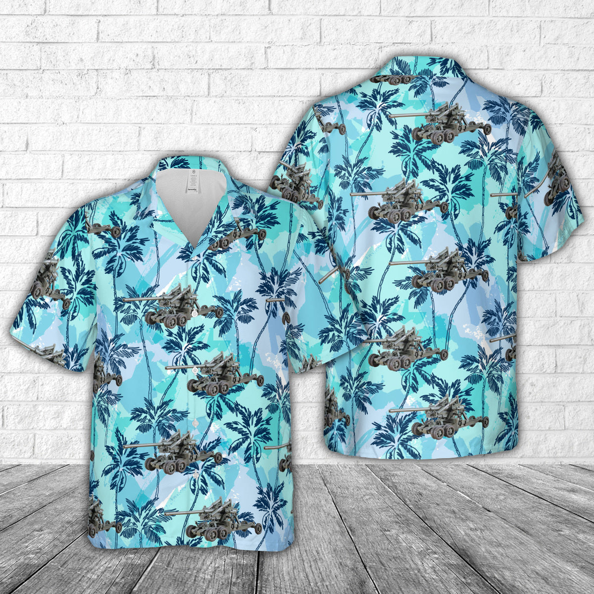 US Army M2 155mm Long Tom Artillery GUN Hawaiian Shirt