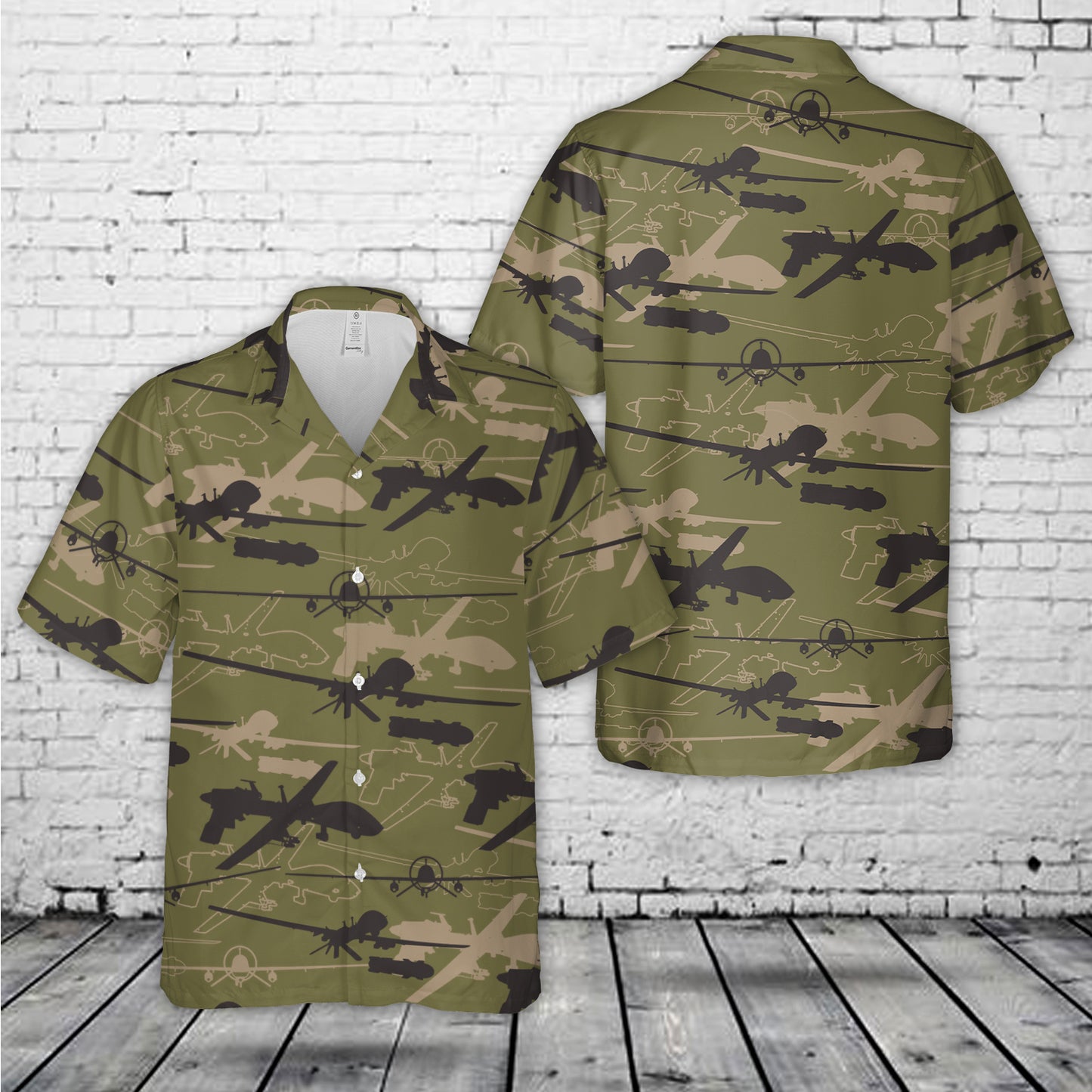 US Army MQ-1C Gray Eagle Silhouette Hawaiian Shirt