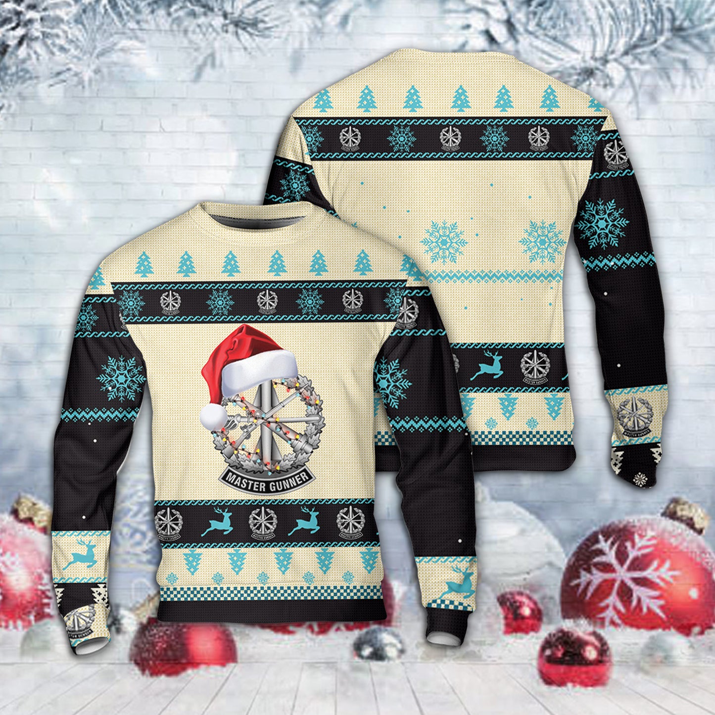 US Army Master Gunner Identification Badge Christmas AOP Sweater