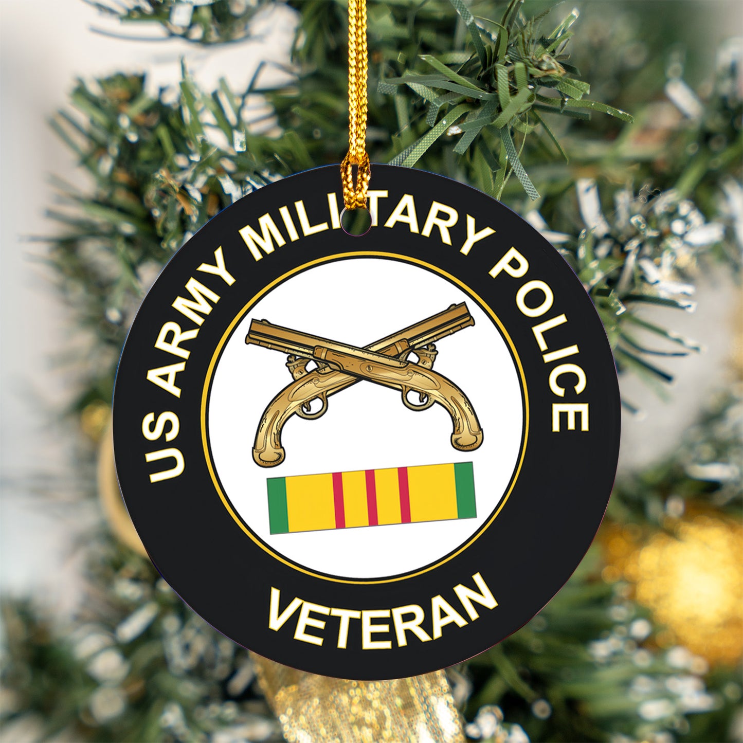 US Army Military Police Vietnam Veteran Ceramic Ornament