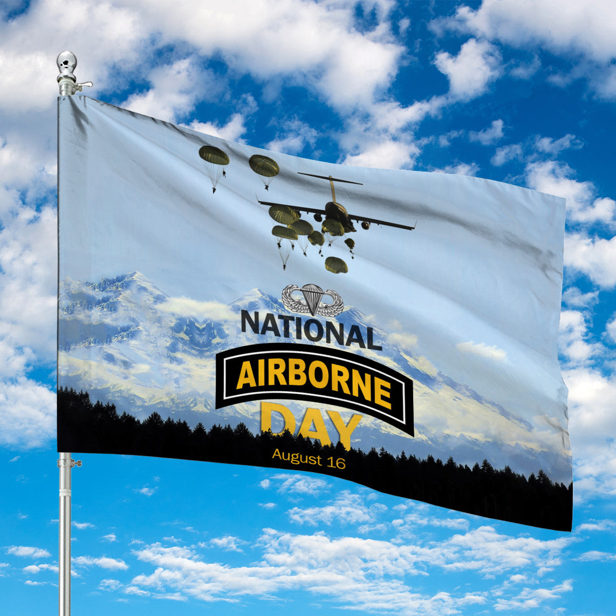 US Army National Airborne Day House Flag