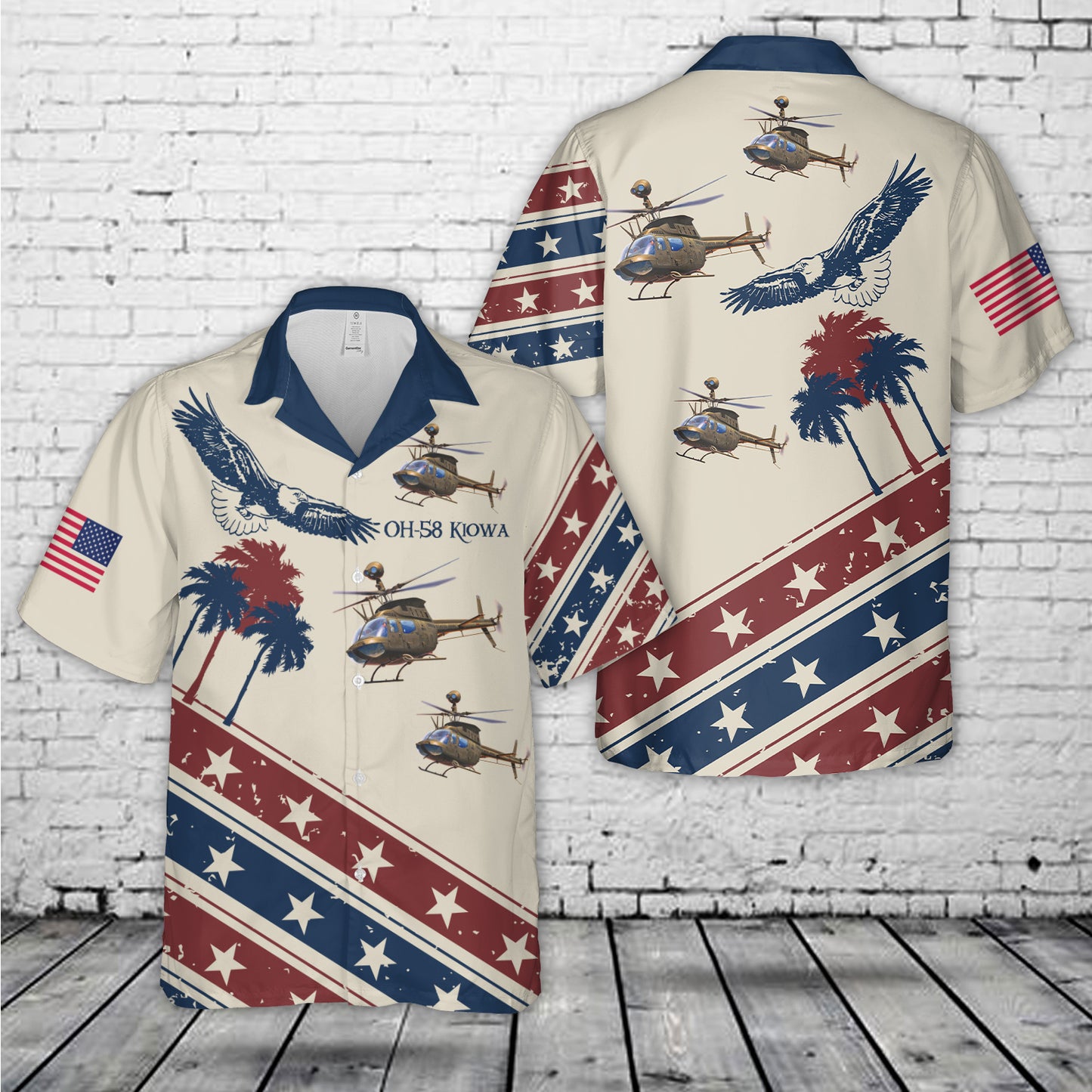 US Army OH-58 Kiowa, 4th Of July Hawaiian Shirt