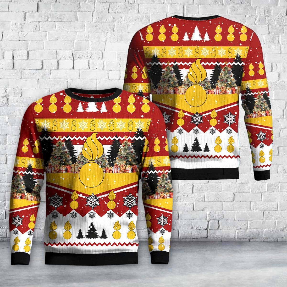 US Army Ordnance Branch Insignia Christmas AOP Sweater