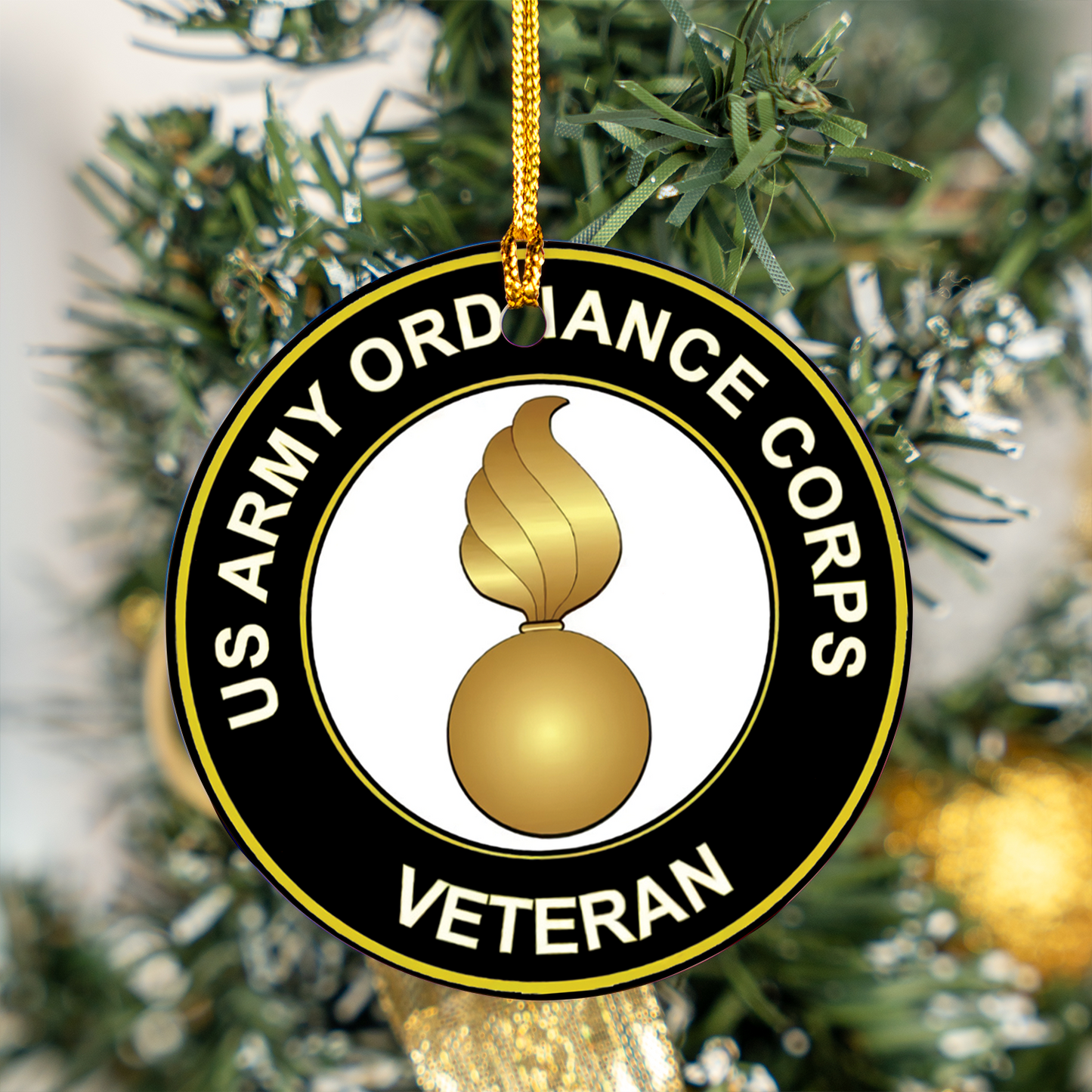 US Army Ordnance Corps Veteran Ceramic Ornament