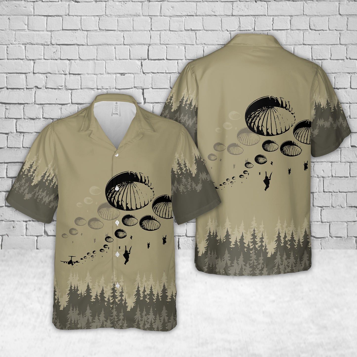 US Army Paratroopers Silhouette Hawaiian Shirt