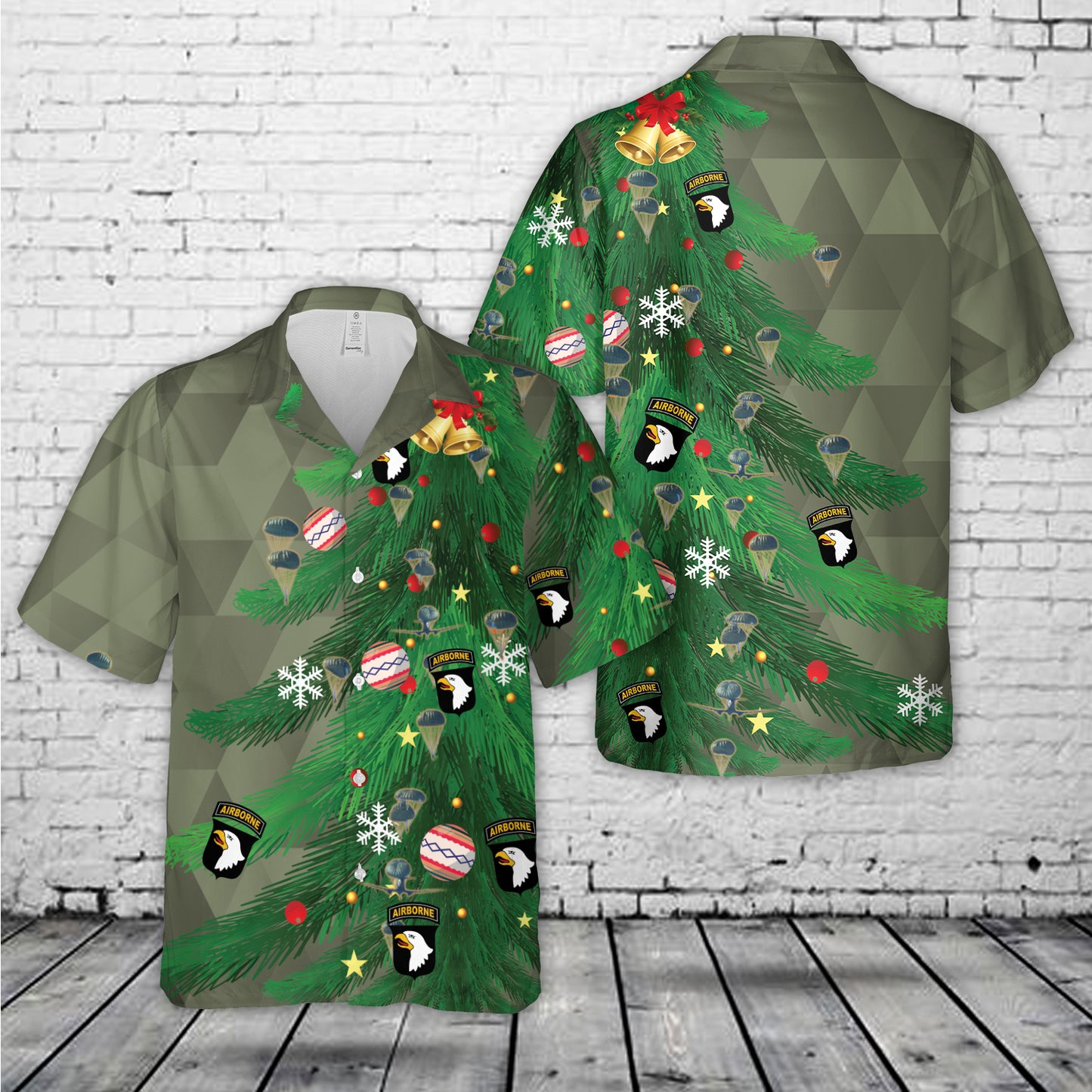 US Army Paratroopers With The 101st Airborne Division Parachute Christmas Hawaiian Shirt