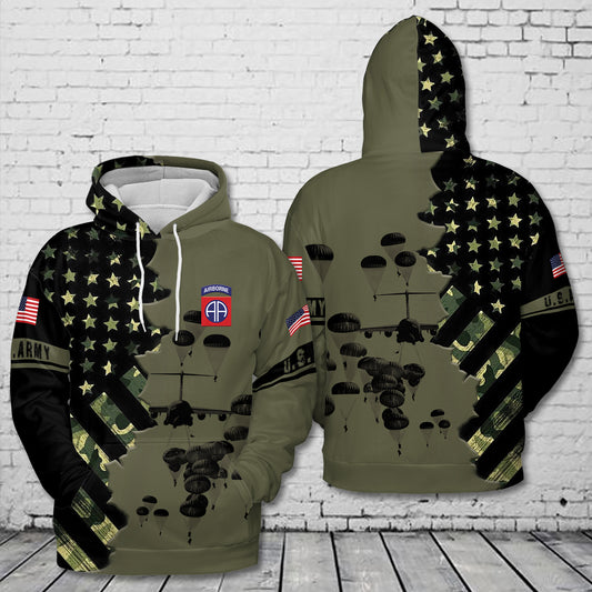 US Army Paratroopers With The 82nd Airborne Division Parachute 3D Hoodie