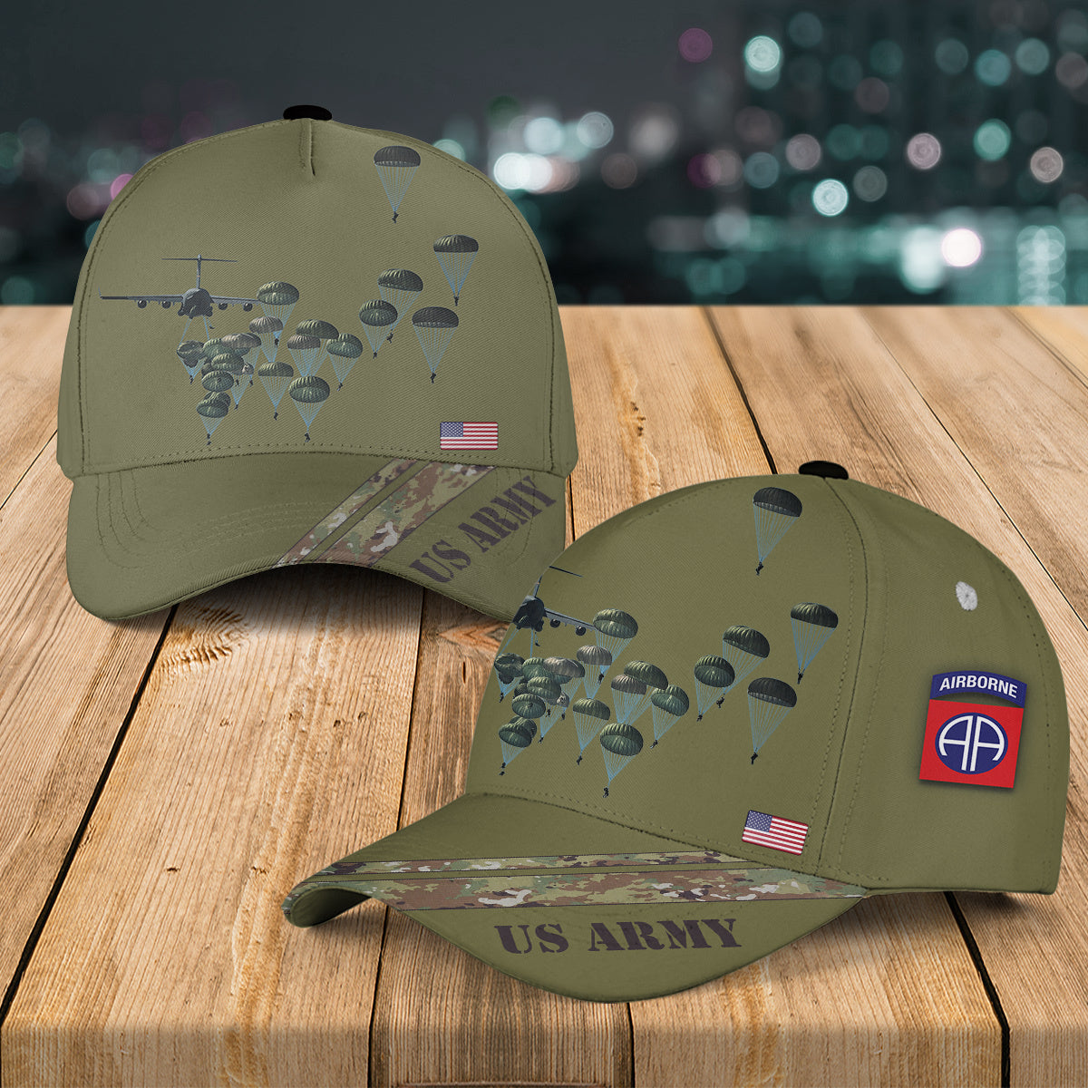 US Army Paratroopers With The 82nd Airborne Division Parachute Baseball Cap