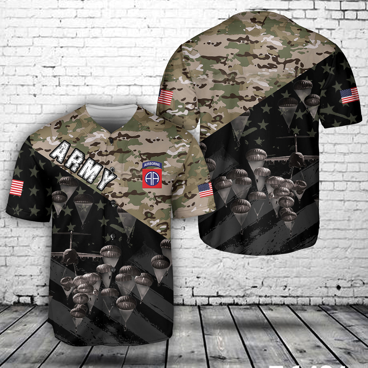 US Army Paratroopers With The 82nd Airborne Division Parachute Baseball Jersey