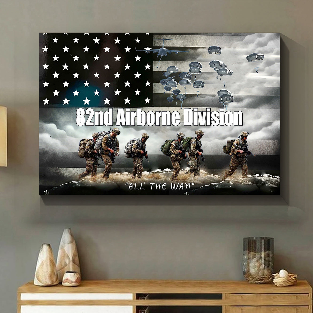 US Army Paratroopers With The 82nd Airborne Division Parachute Canvas