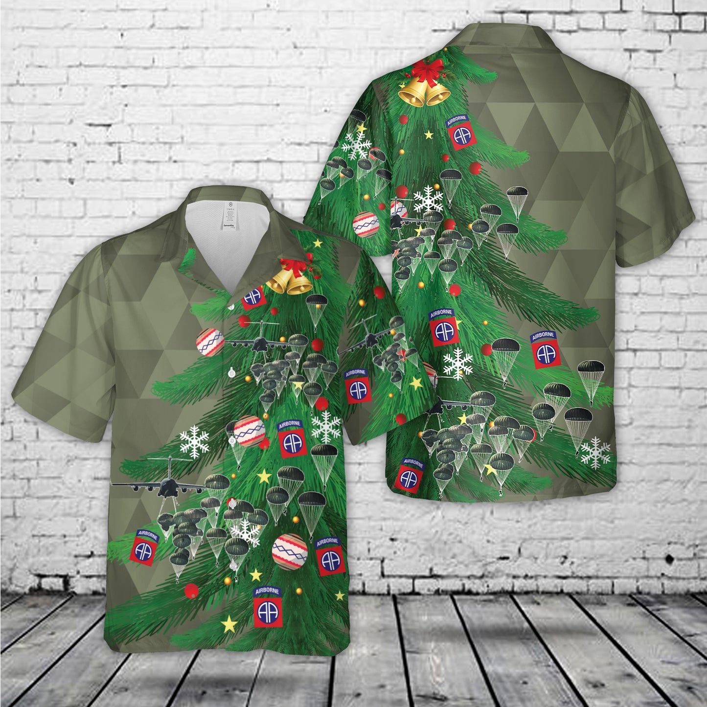 US Army Paratroopers With The 82nd Airborne Division Parachute Christmas Hawaiian Shirt