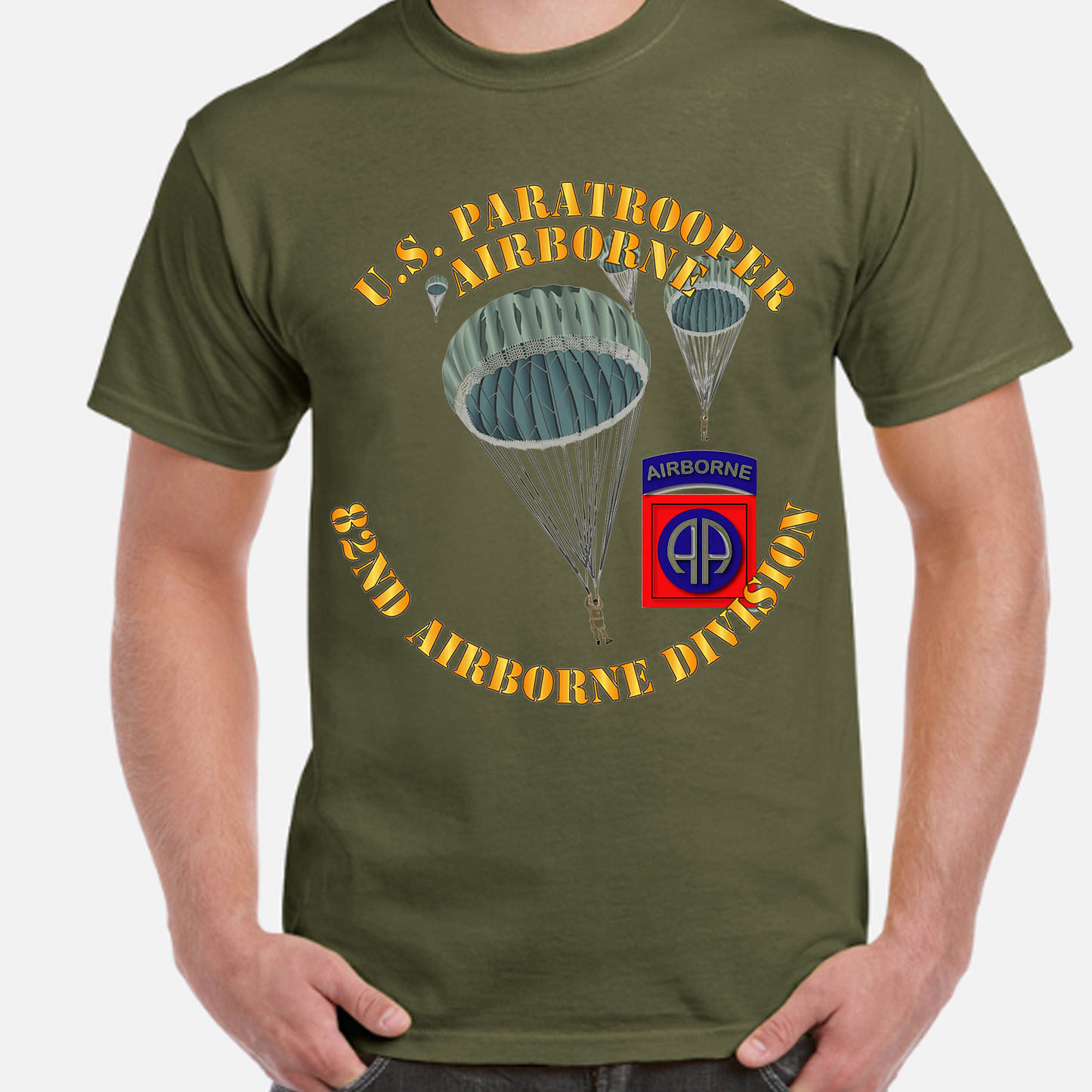 US Army Paratroopers With The 82nd Airborne Division Parachute Classic Unisex T-Shirt Gildan 5000 (Made In US) DLHH1304PT03