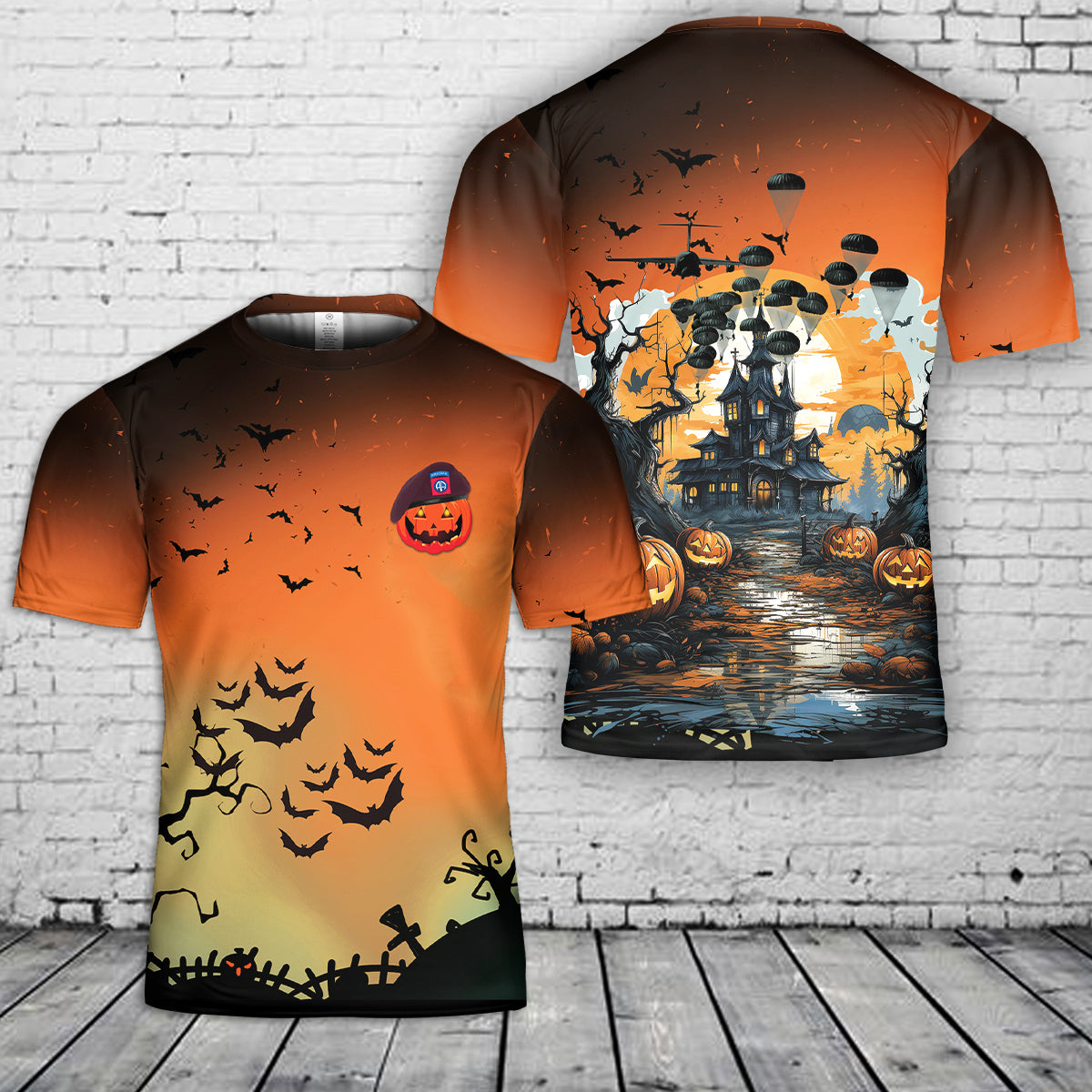 US Army Paratroopers With The 82nd Airborne Division Parachute Halloween 3D T-Shirt