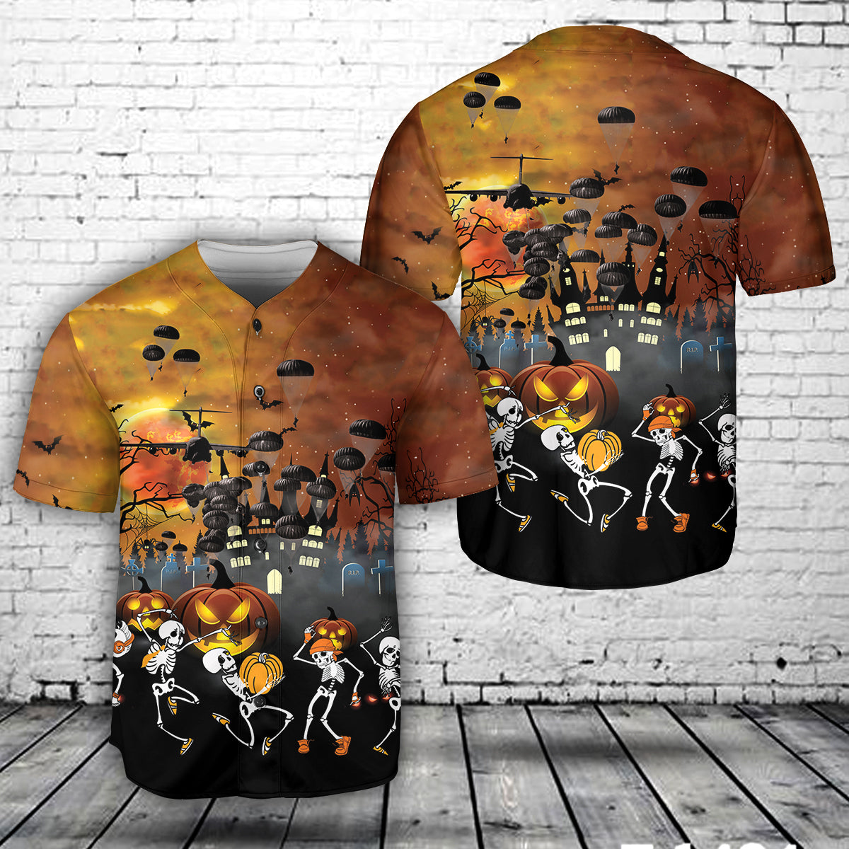 US Army Paratroopers With The 82nd Airborne Division Parachute Halloween Baseball Jersey