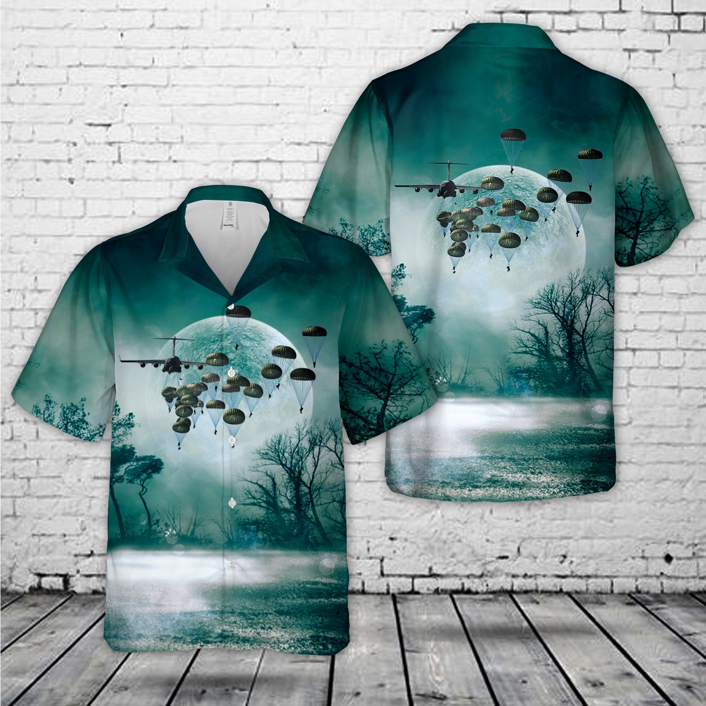 US Army Paratroopers With The 82nd Airborne Division Parachute Halloween Hawaiian Shirt