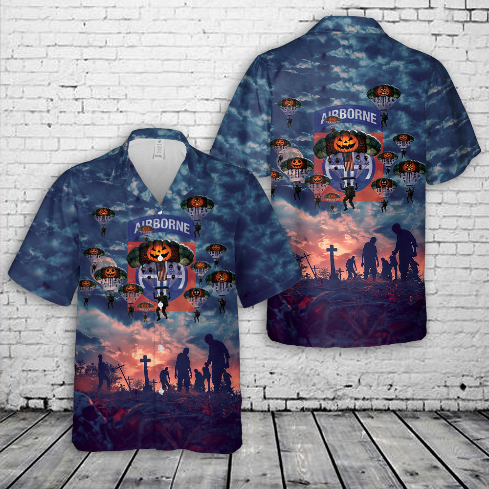 US Army Paratroopers With The 82nd Airborne Division Parachute Halloween Hawaiian Shirt