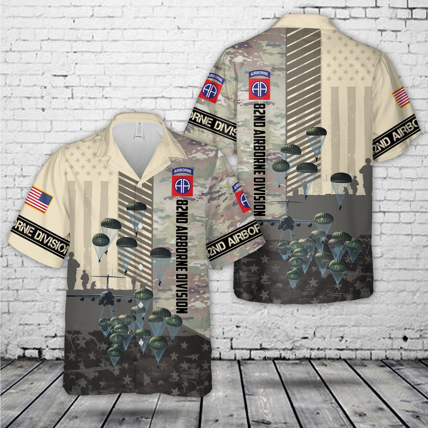 US Army Paratroopers With The 82nd Airborne Division Parachute Hawaiian Shirt