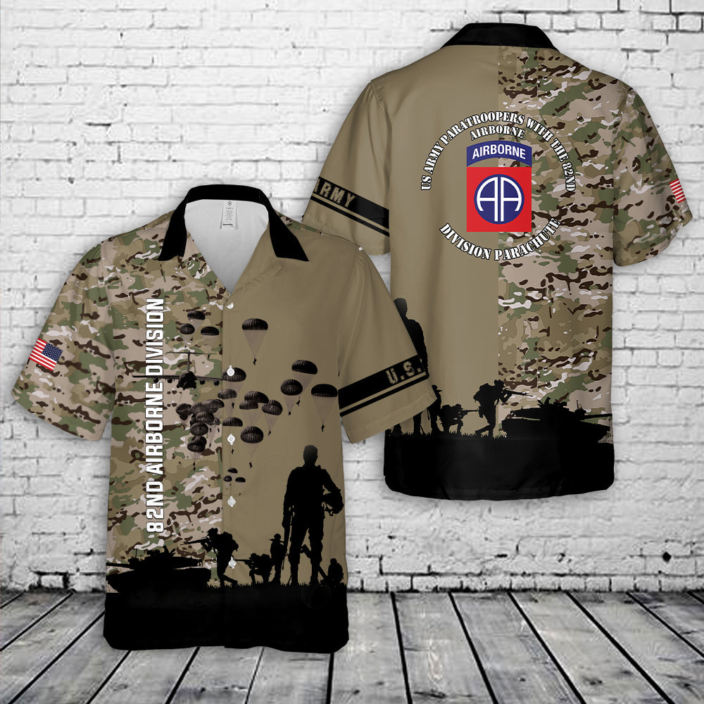 US Army Paratroopers With The 82nd Airborne Division Parachute Hawaiian Shirt