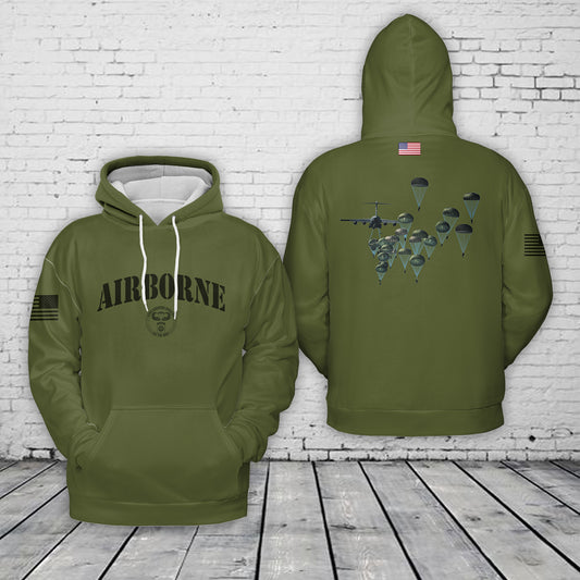 US Army Paratroopers With The 82nd Airborne Division Parachute Hoodie 3D