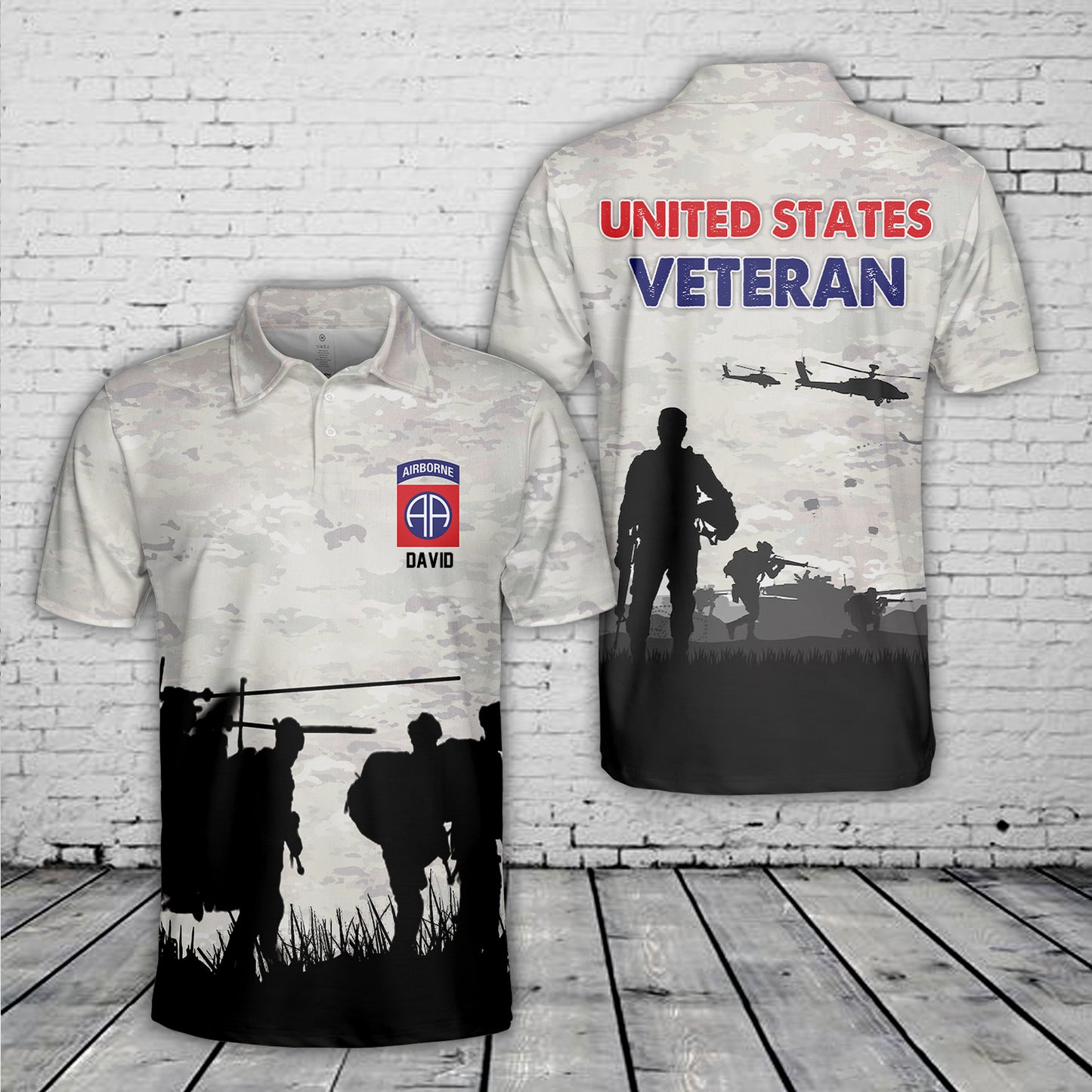 US Army Paratroopers With The 82nd Airborne Division Parachute Polo Shirt