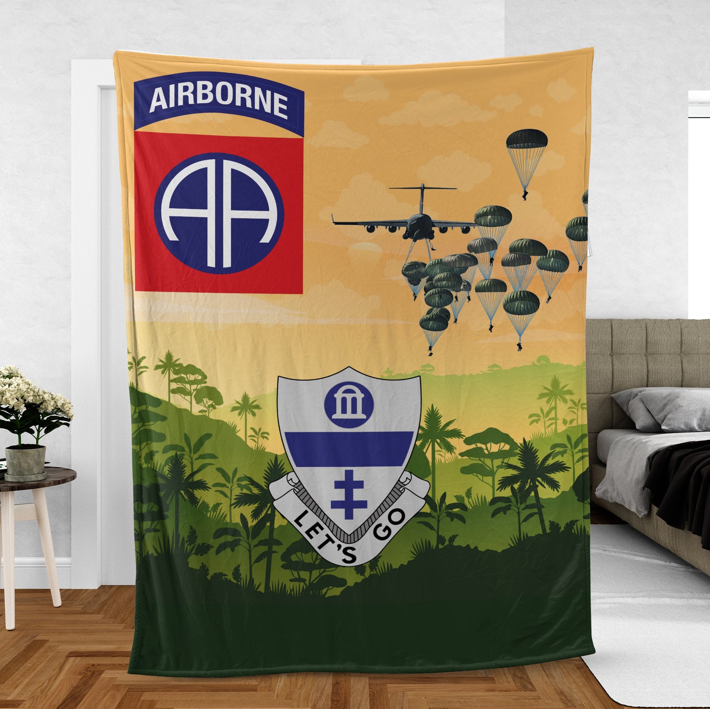 US Army Paratroopers With The 82nd Airborne Division Parachute, 325th AIR Blanket