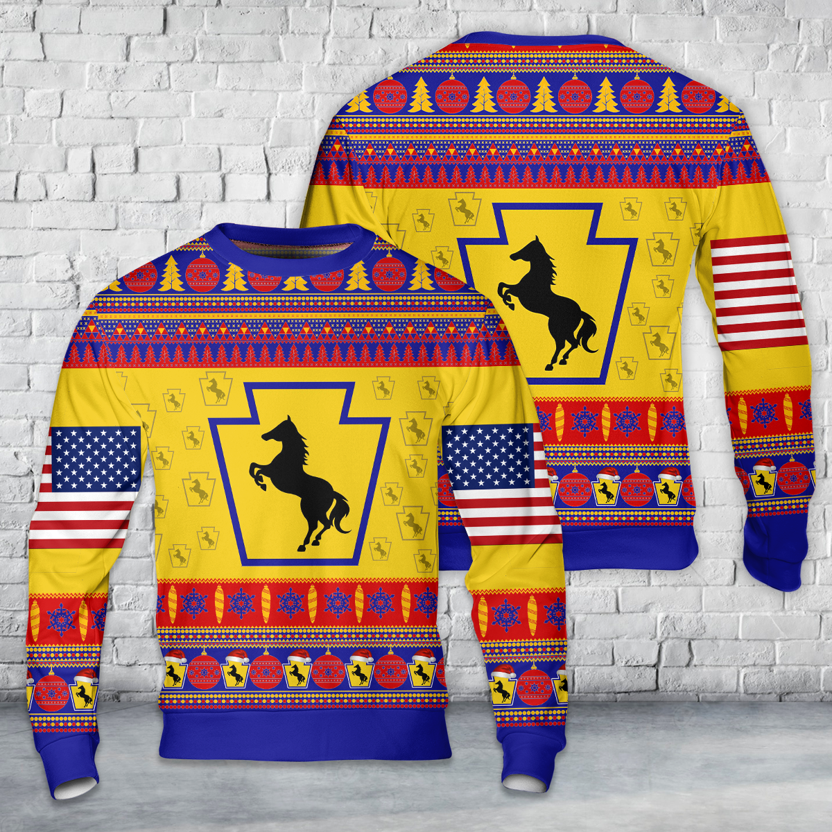 US Army Pennsylvania Army National Guard 55th Maneuver Enhancement Brigade (55th MEB) Christmas AOP Sweater