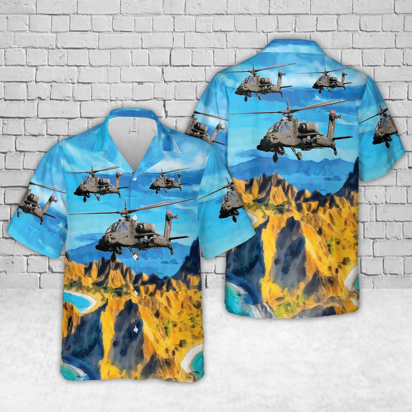 US Army Pennsylvania National Guard AH-64 Apache Hawaiian Shirt