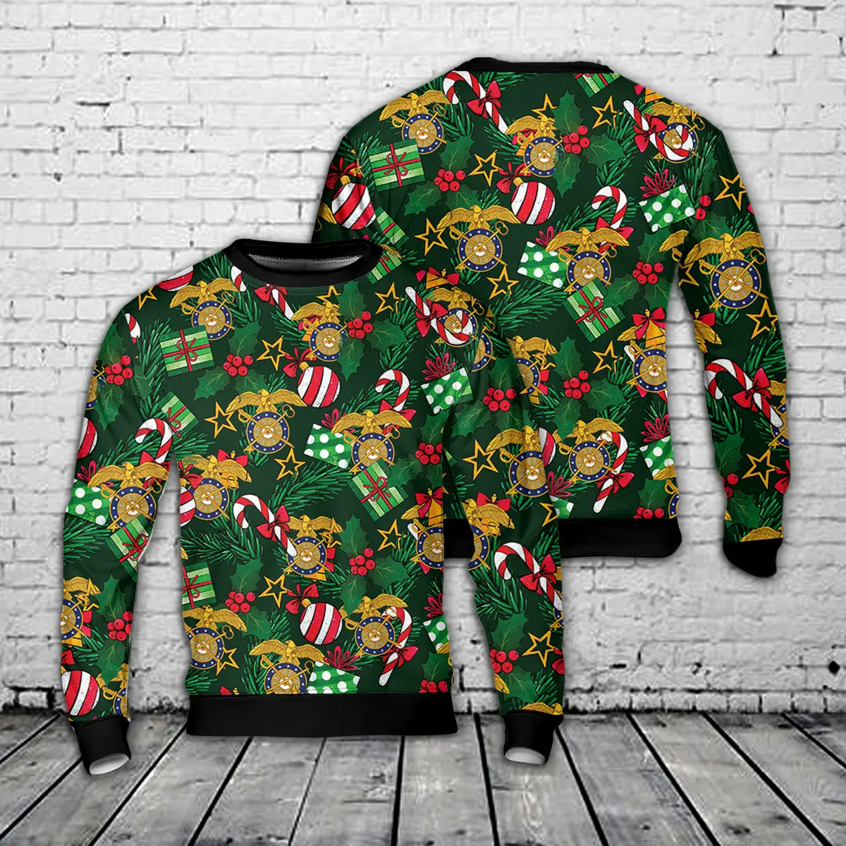 US Army Quartermaster Corps Branch Insignia AOP Christmas Sweater