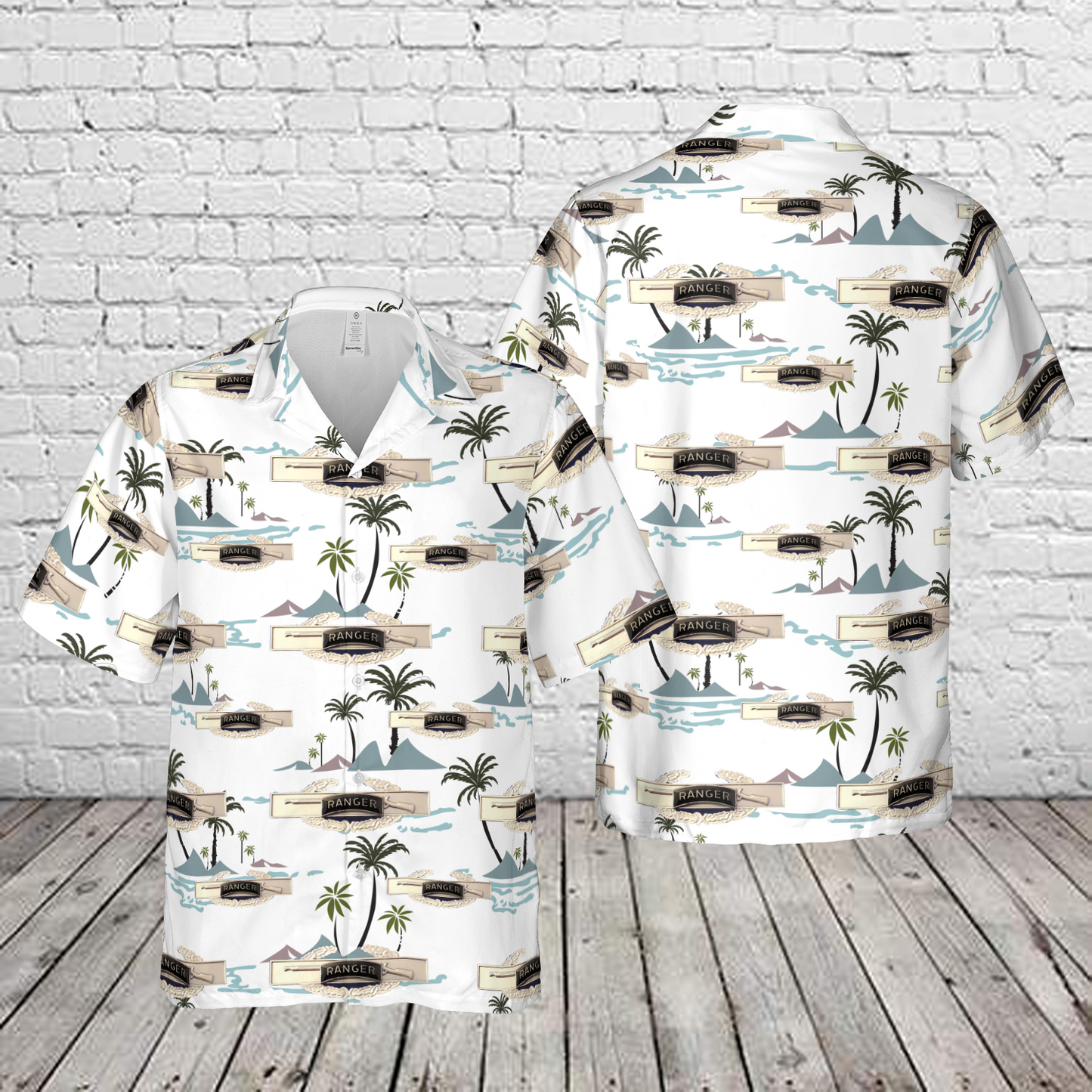 US Army RANGER Combat Infantry Airborne Badge Army CIB Hawaiian Shirt