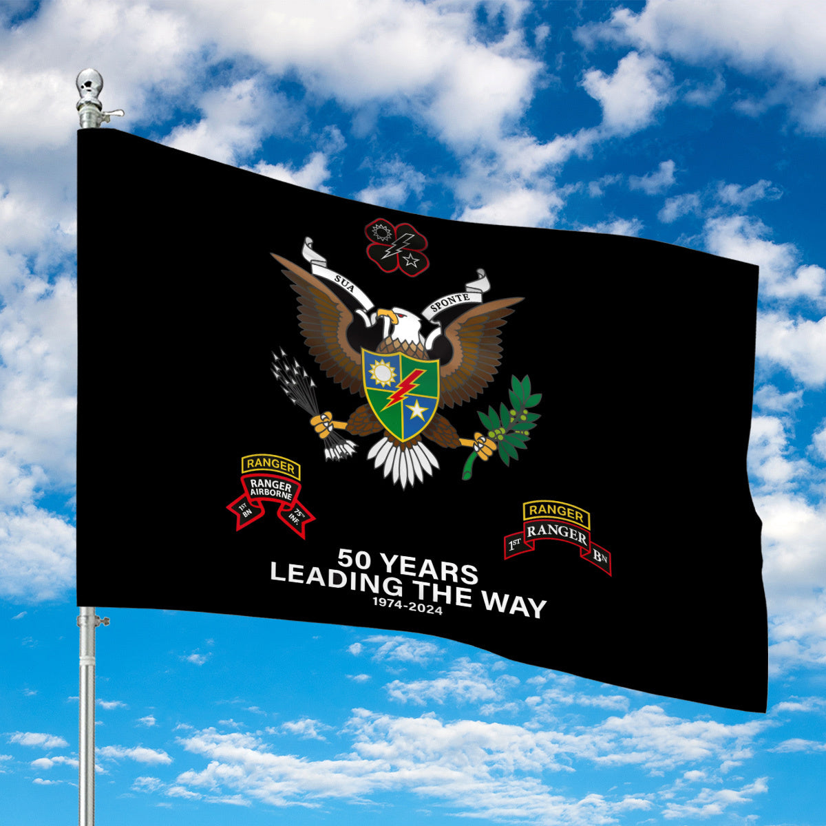 US Army Ranger - 1st Battalion, 75th Infantry Regiment - 50 Year Anniversary Patch (1974-2024) House Flag